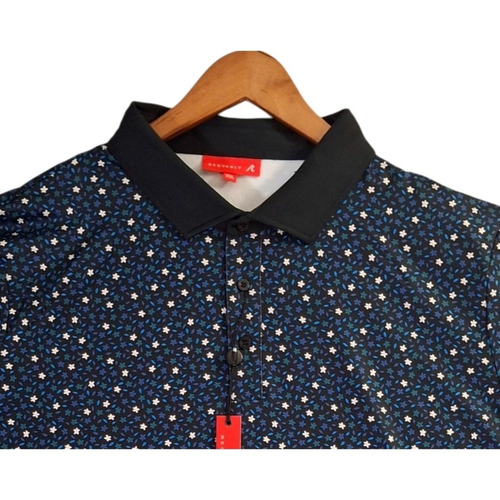 Redvanly Cameron Polo Shirt Men's 2XL Navy Floral Stretch Performance Wicking